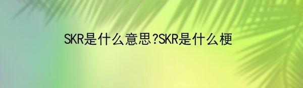 SKR是什么-SKR爆火梗解析