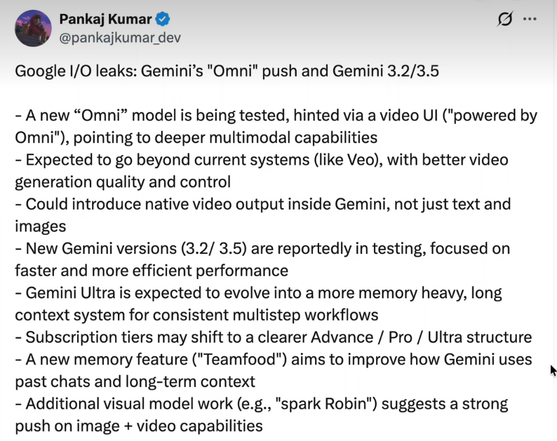 谷歌Gemini Omni模型相关爆料汇总