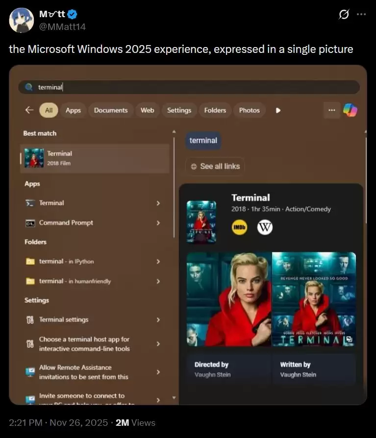 Win11预览版26300_8493搜索排序更新：本地文件和应用优先展示