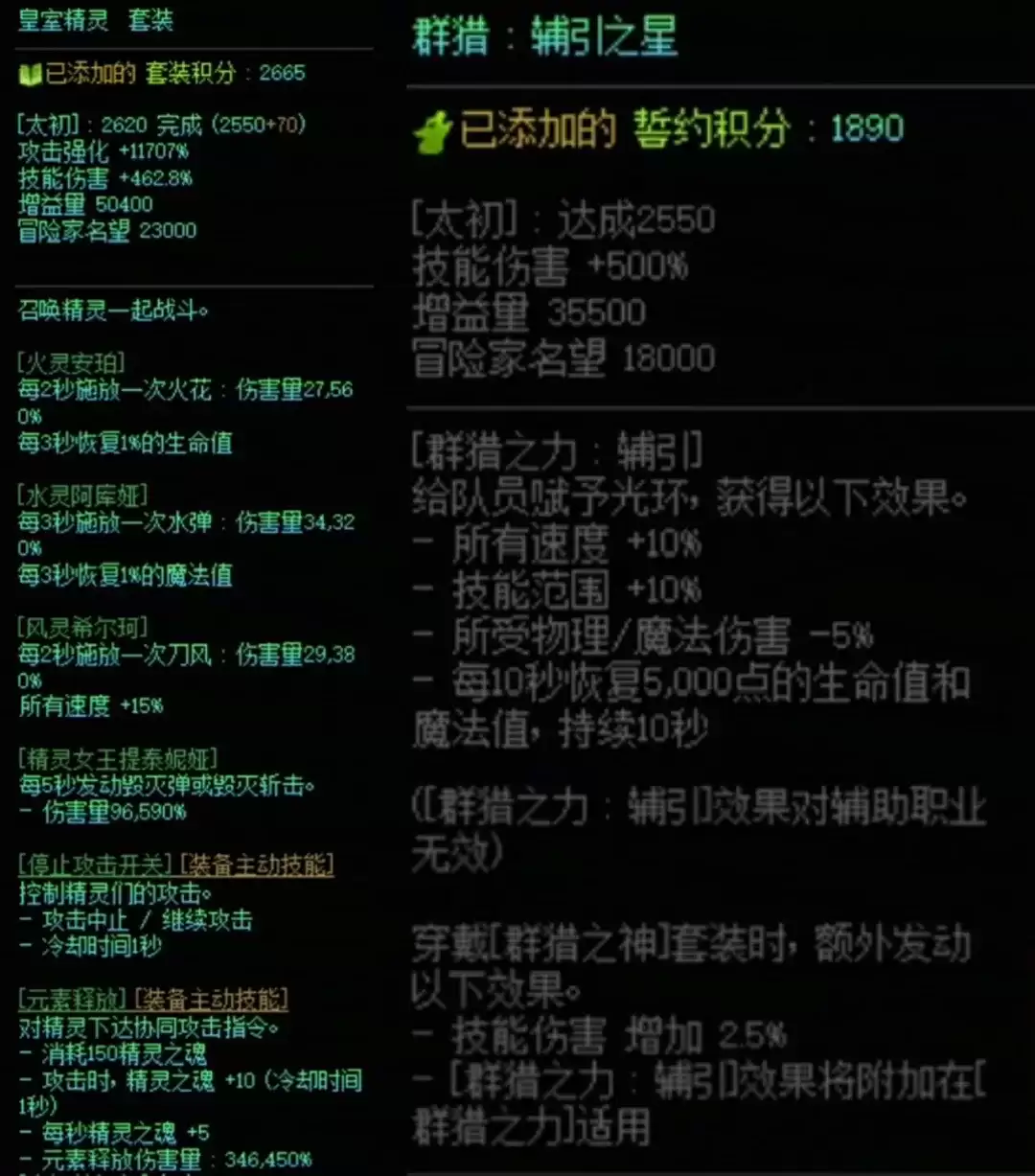 DNF精灵套加群猎属性搭配一览