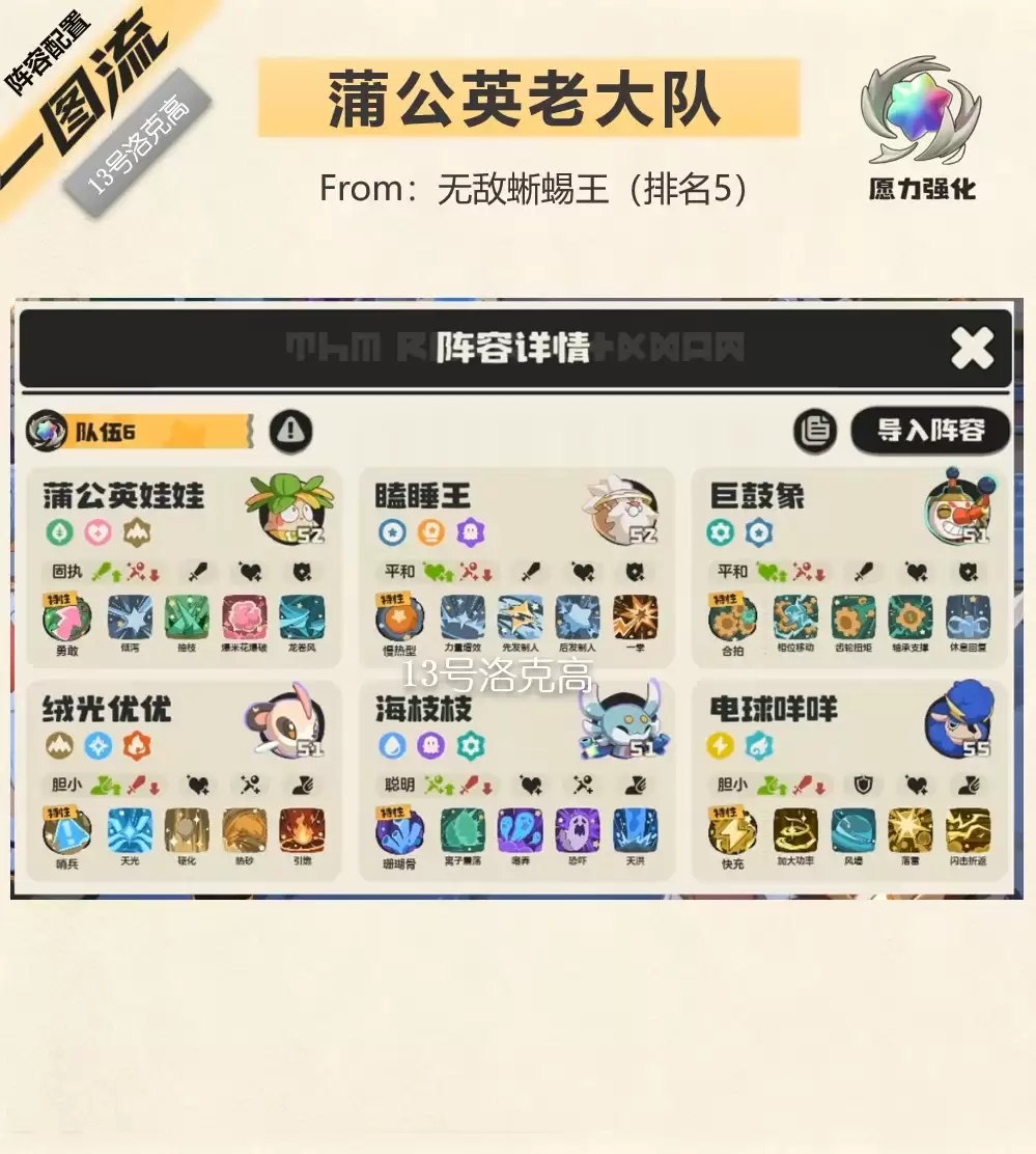 洛克王国世界s2蒲公英老大队阵容推荐_洛克王国世界s2蒲公英老大队伍搭配指南