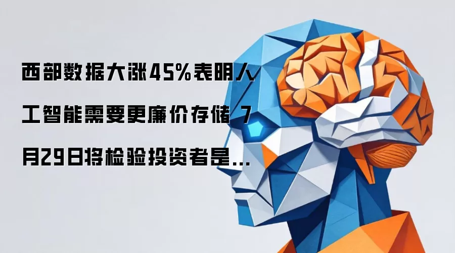 西部数据大涨45%显示人工智能需要更廉价存储 7月29日将检验投资者是否出价过高