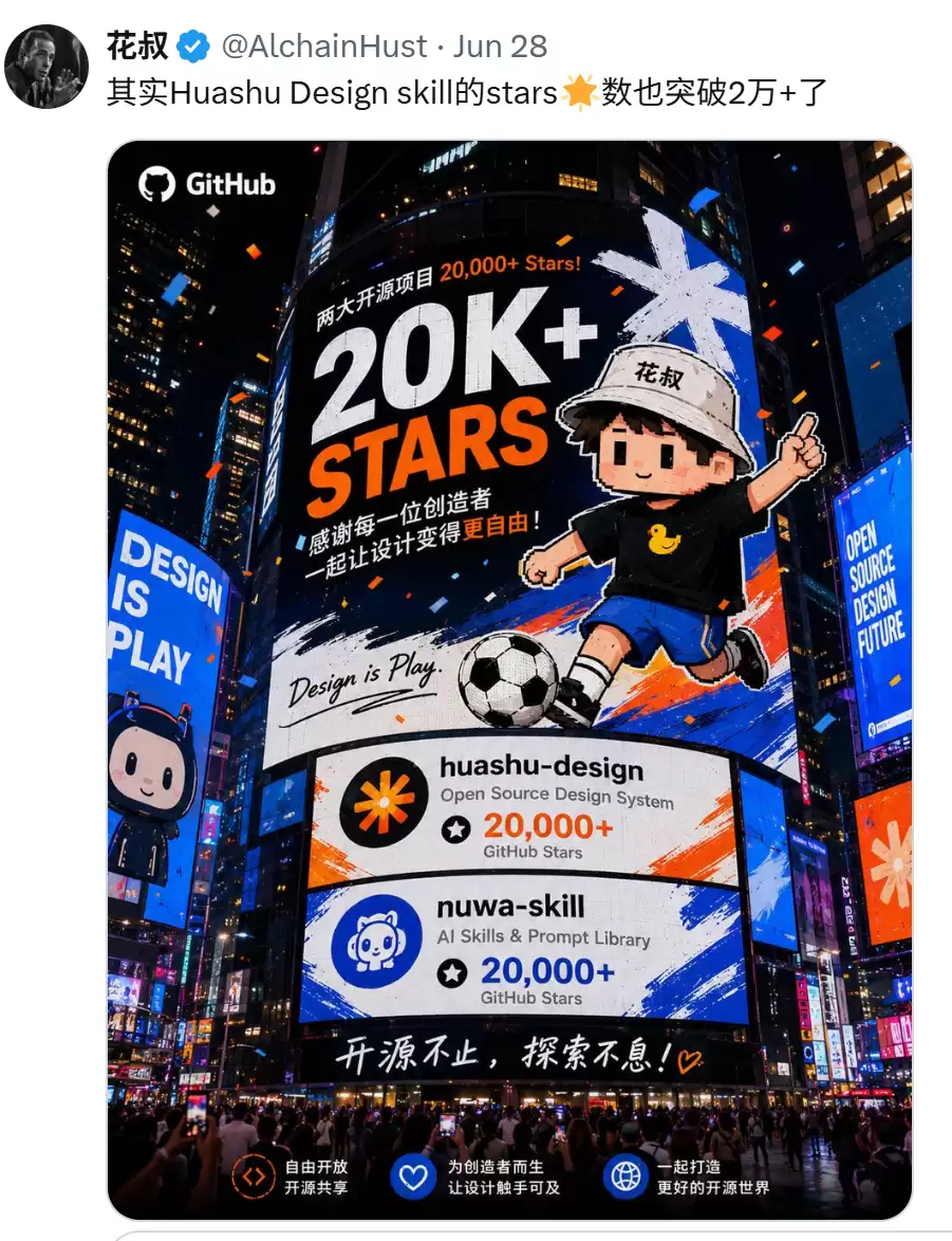 花叔的这个神器直接让你的AI Agent出高保真原型：PPT和动画：20k stars不是盖的