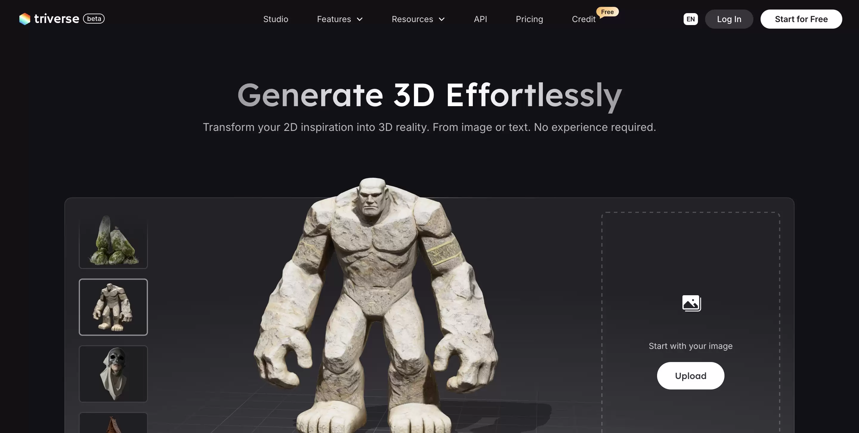 Triverse AI - AI 3D 内容生成平台：生产高精度 3D 资产