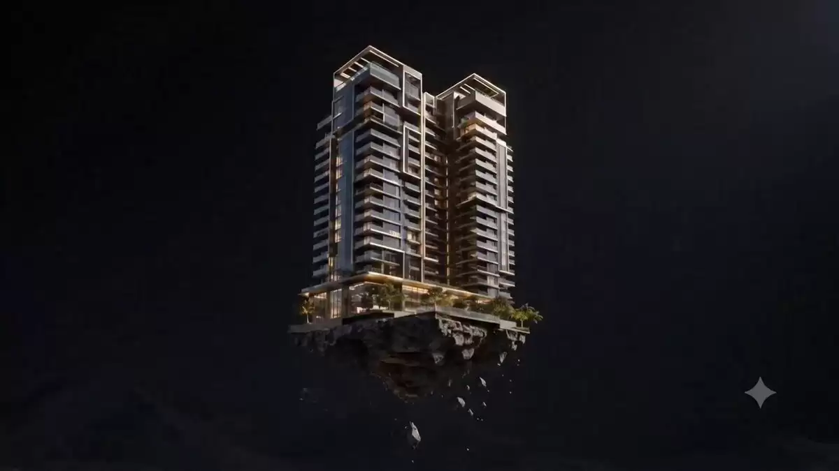 悬浮摩天大楼 HUD 飞行视角