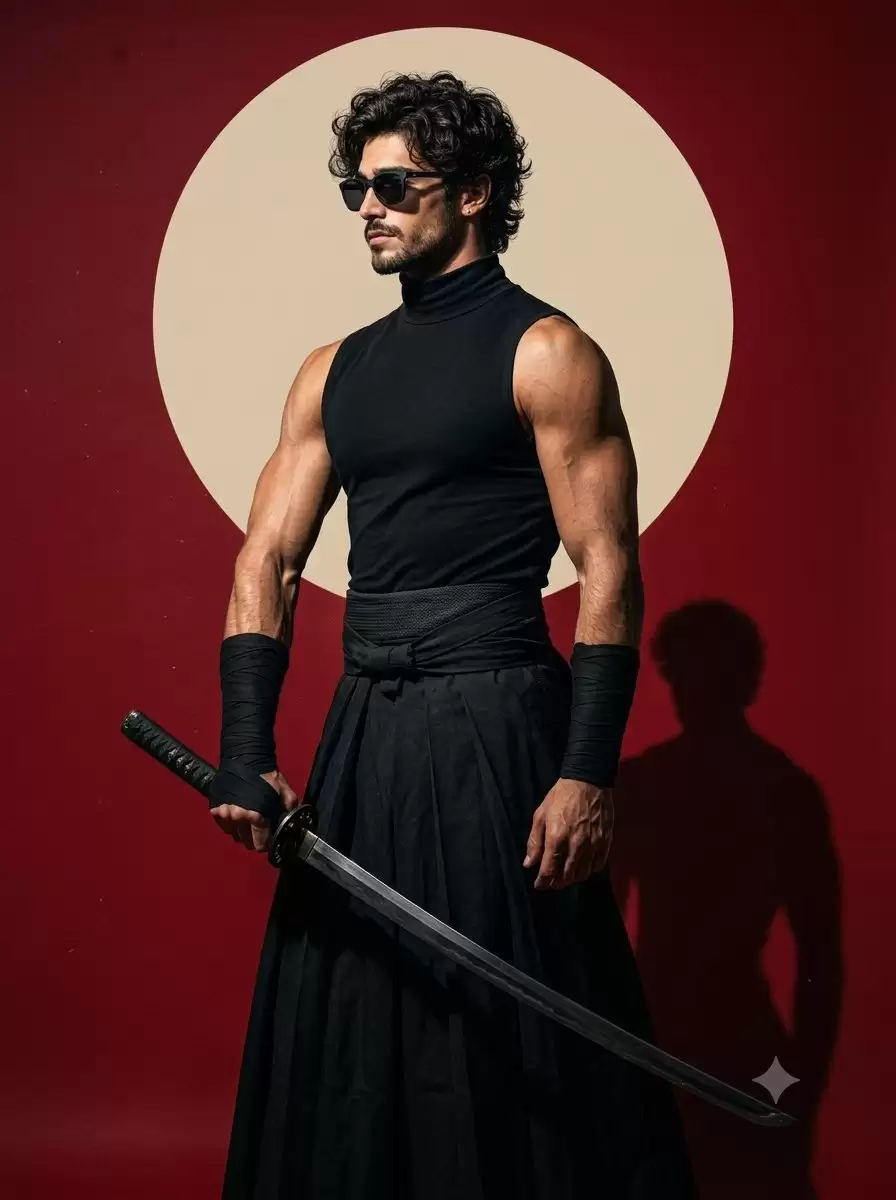 现代武士摄影棚写真