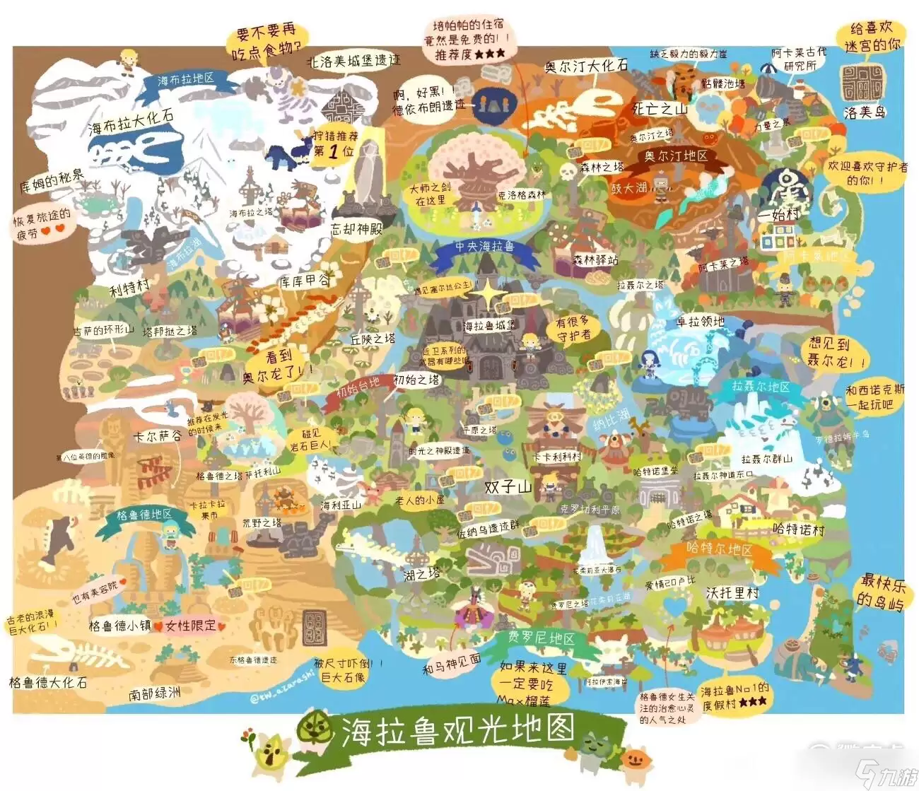 塞尔达传说 旷野之息海拉鲁观光地图中文版