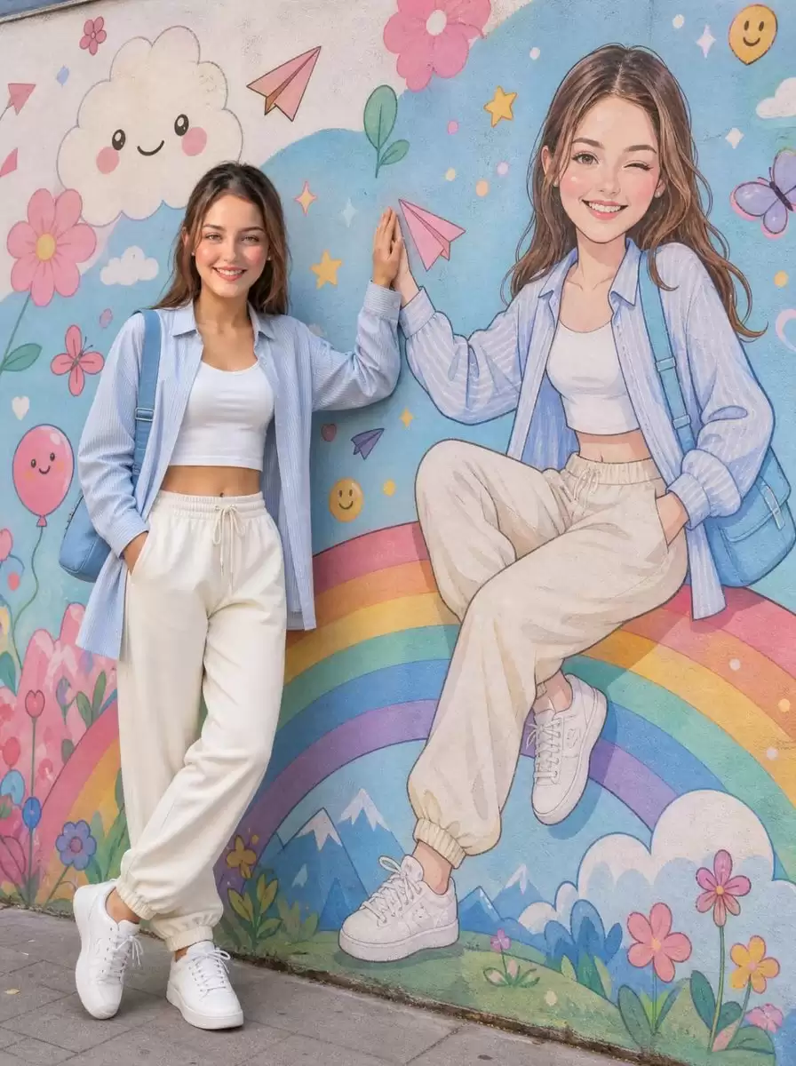保持面部特征的卡通壁画