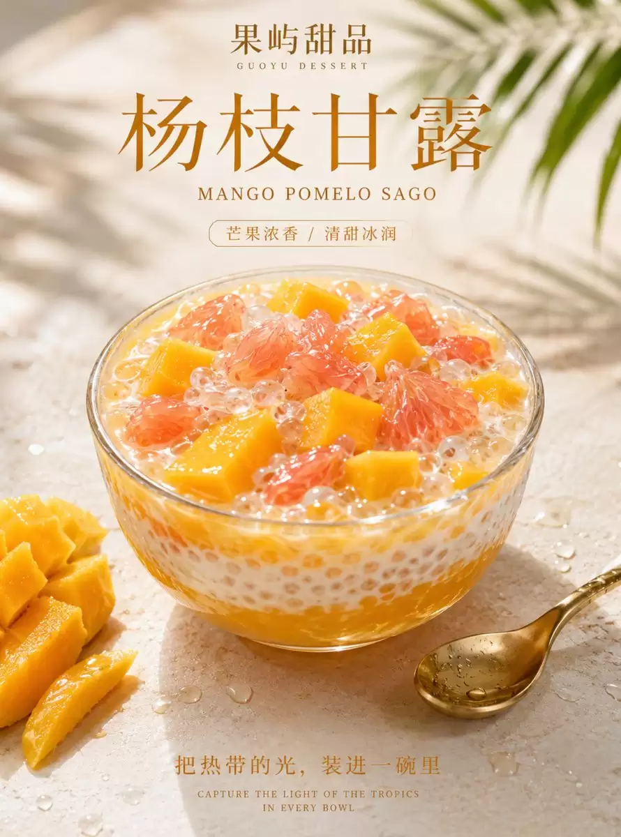 高端杨枝甘露甜品海报