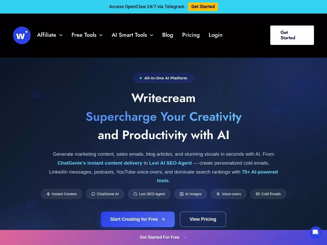writecream-writecream ai,人工智能写作软件,每个月免费一万字