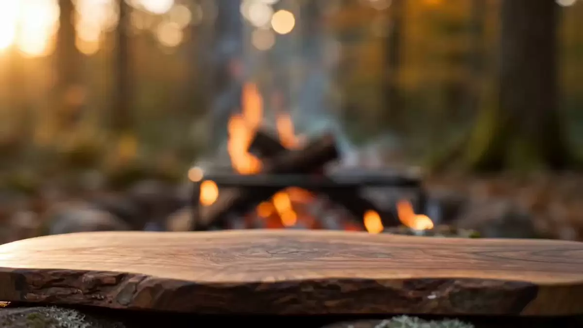 Outdoor Campfire Burger Cooking