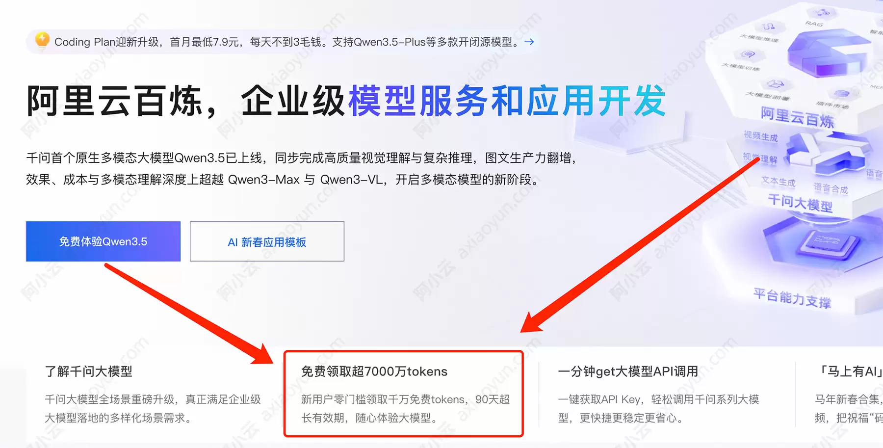 阿里云百炼有免费Tokens吗？有的，目前可以免费领取超7000万Tokens，附免费额度查询入口