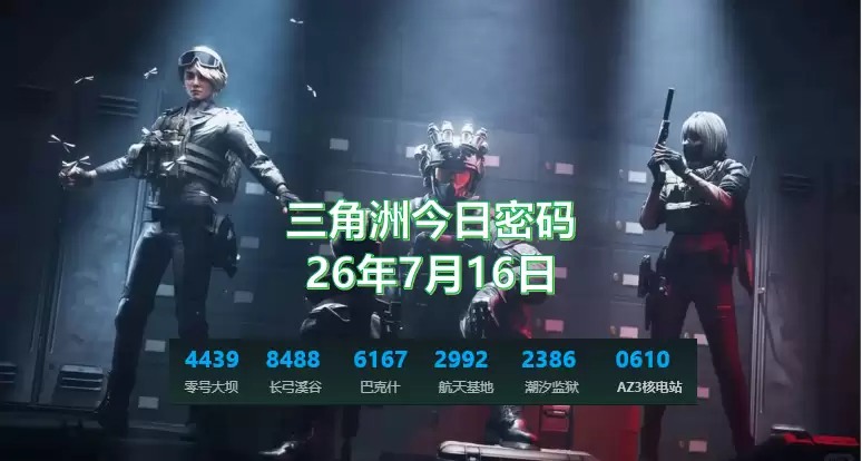 三角洲每日密码26年最新分享：7.16全地图今日密码、特情处制造物品是什么？