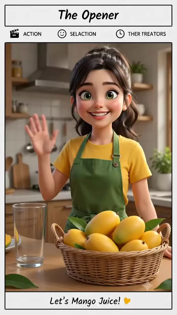 Pixar Style Mango Juice Making Video