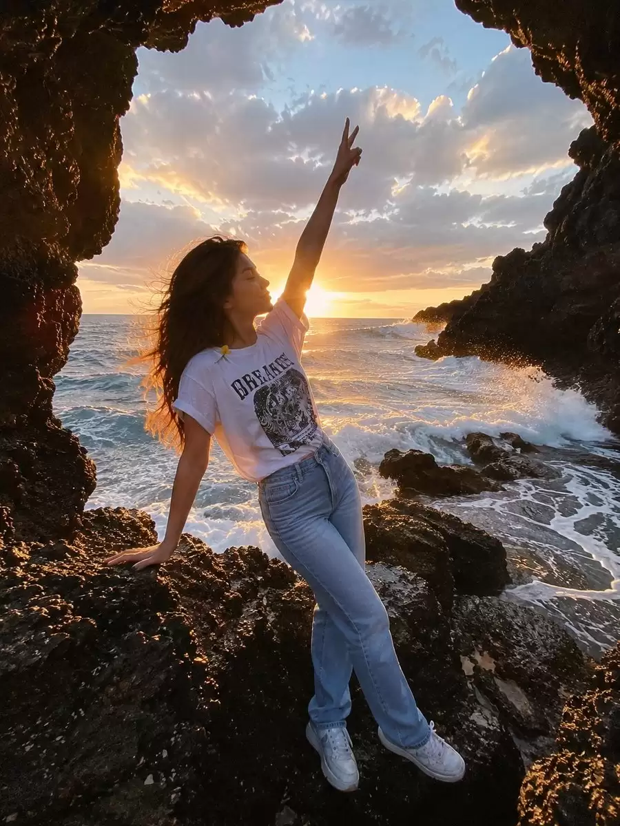 Seaside Cave Cinematic Portrait