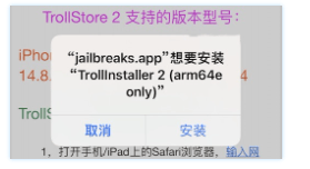 巨魔商店安装弹窗选择界面实拍