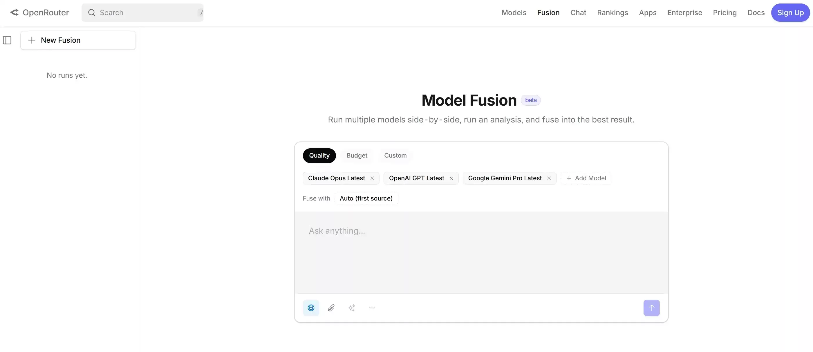 Fusion – OpenRouter推出的多模型智能融合与协同分析服务