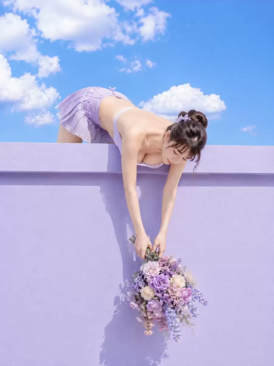 薰衣草墙花卉人像提示词