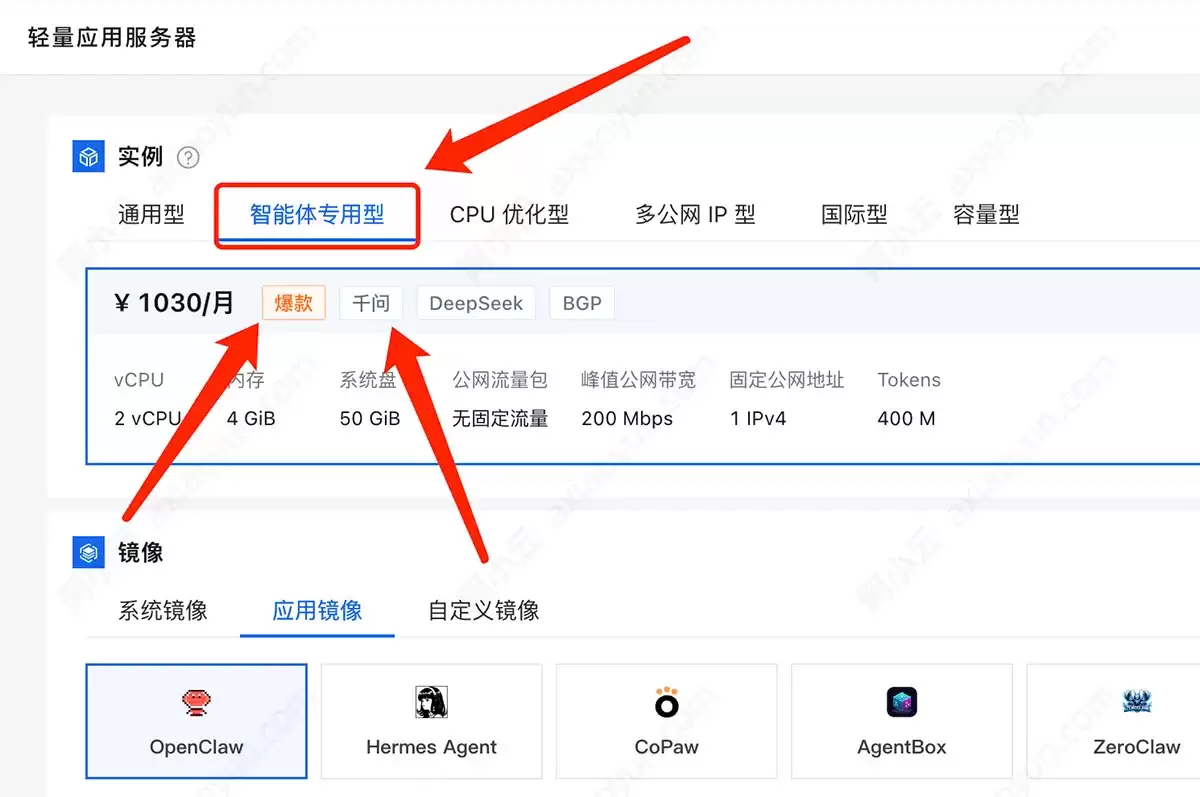 阿里云轻量应用服务器【智能体专用型】完整说明：实例参数、Tokens 与使用限制