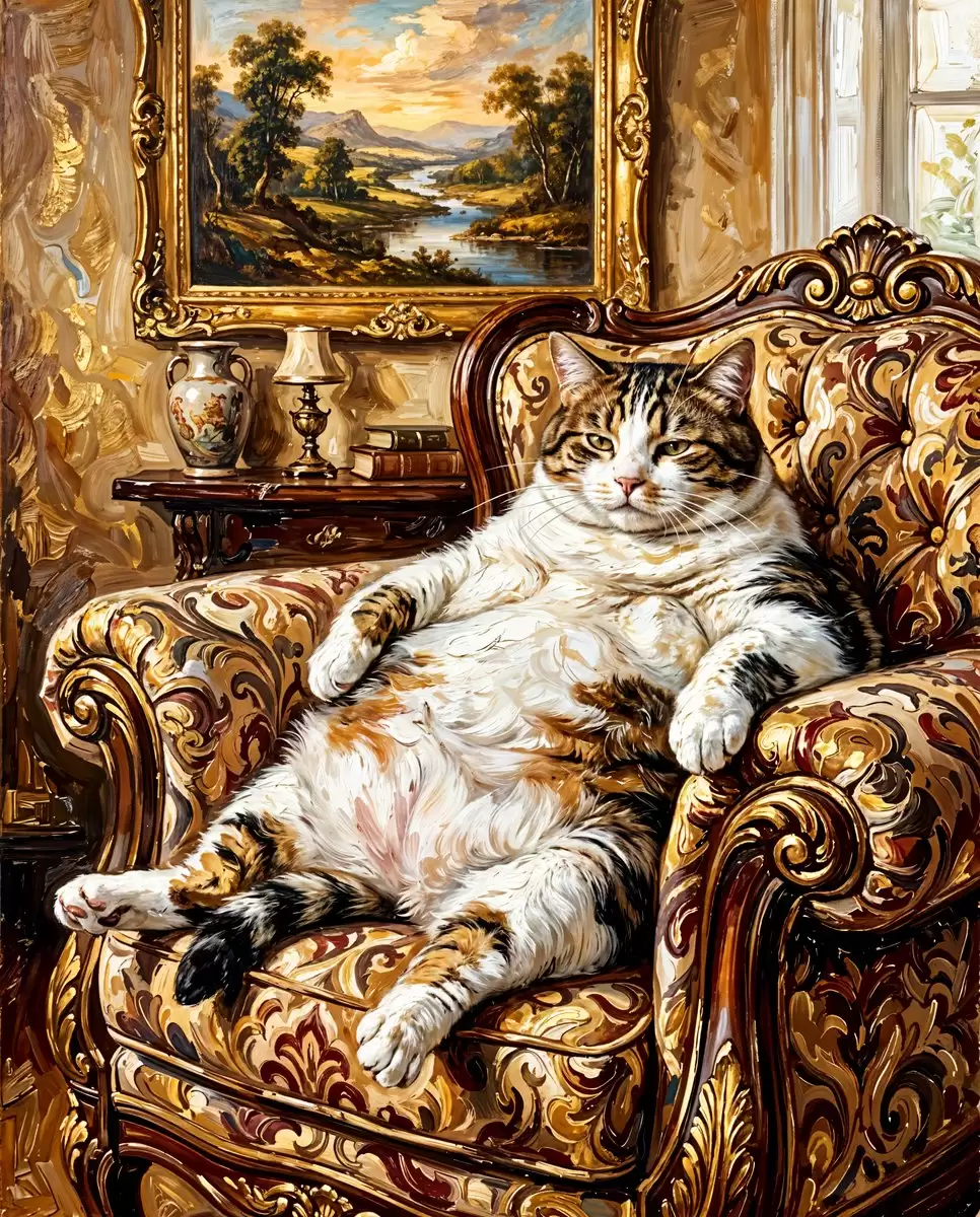 古典风格肥猫画作