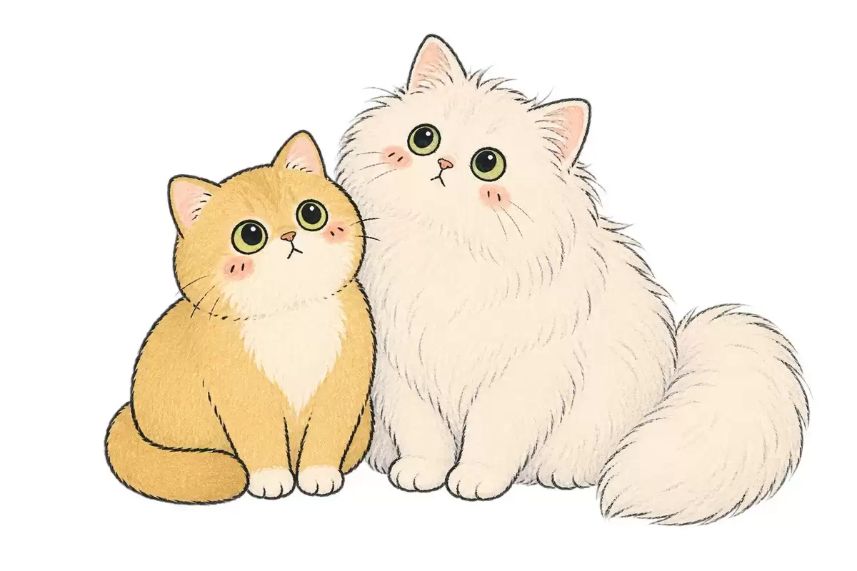 两只毛茸茸的可爱猫咪