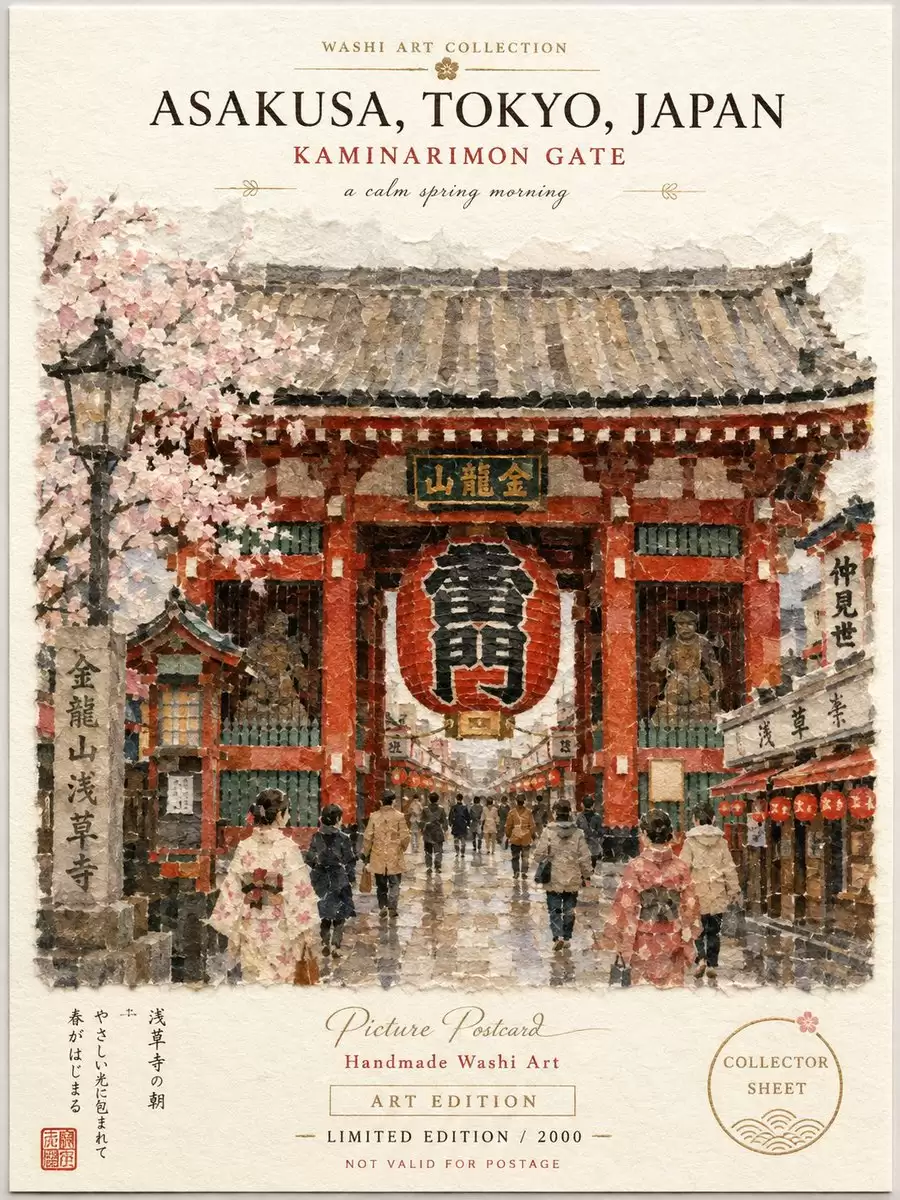 浅草雷门和纸明信片提示词怎么写-画面元素和风格参数