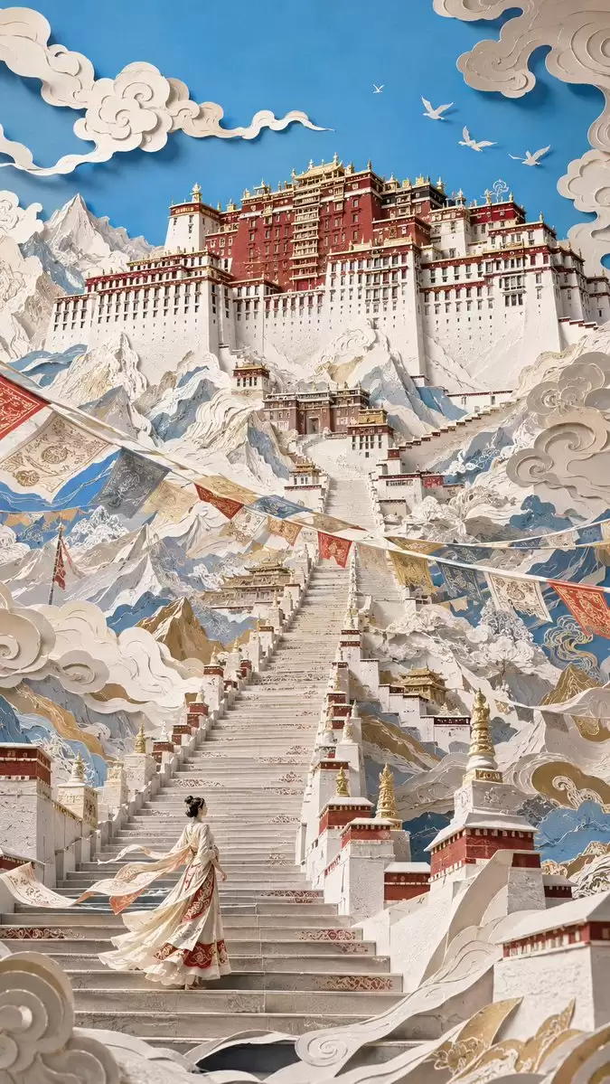 重庆宫殿的东方剪纸艺术提示词怎么写-画面元素和风格参数