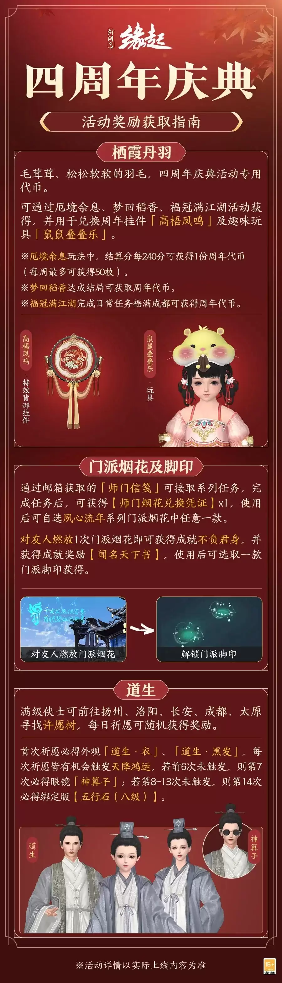 《剑网3缘起》不允许还有人不知道四周年奖励获取指南！