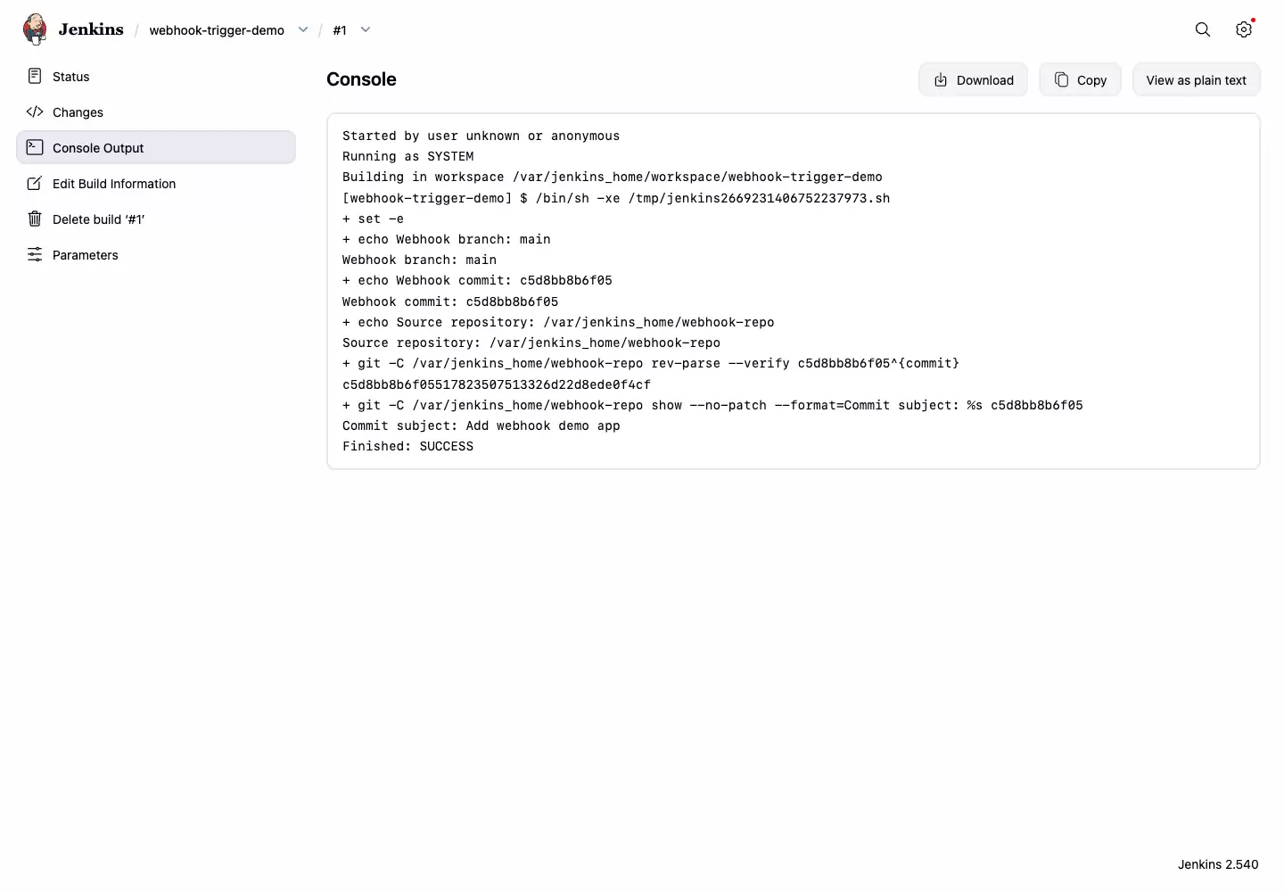 使用 Webhook 触发 Jenkins 构建