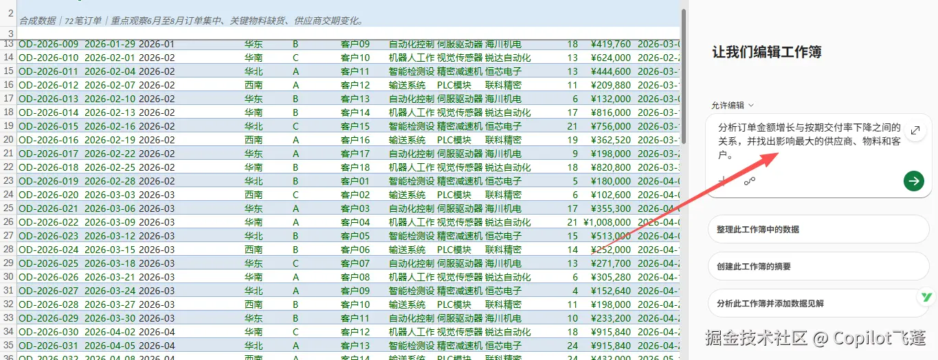 Copilot如何从订单增长中识别交付风险